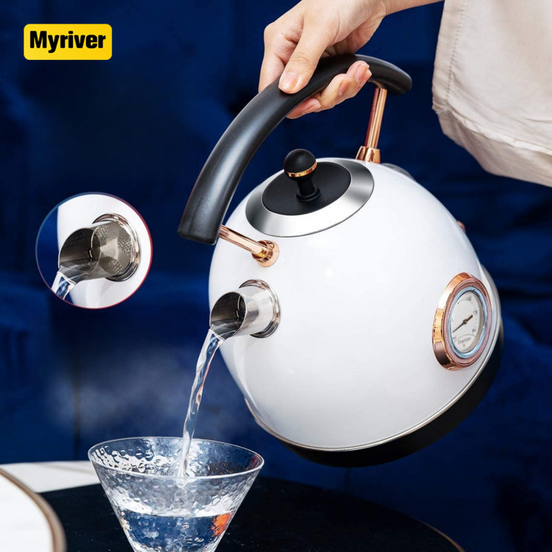 Myriver Electric Kettle With Thermometer Stainless Steel 1.5L 1000W Cordless Tea Pour Over Coffee Gooseneck Kettle, Hot Water/