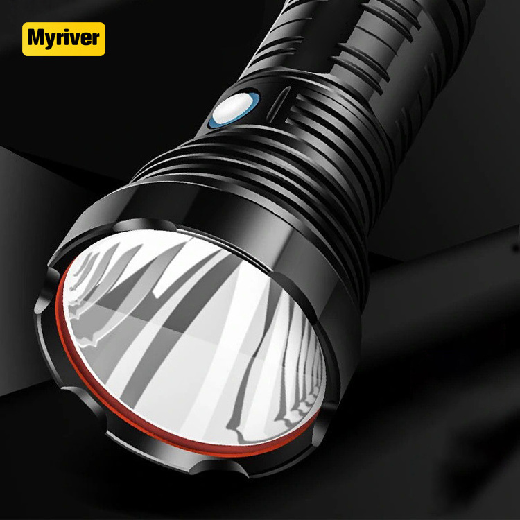 Myriver Zoomable Searchlight 2000 Lumen Led Rechargeable Security Flashlight 5 Modes Indoors Outdoor Self Defence Flashlight