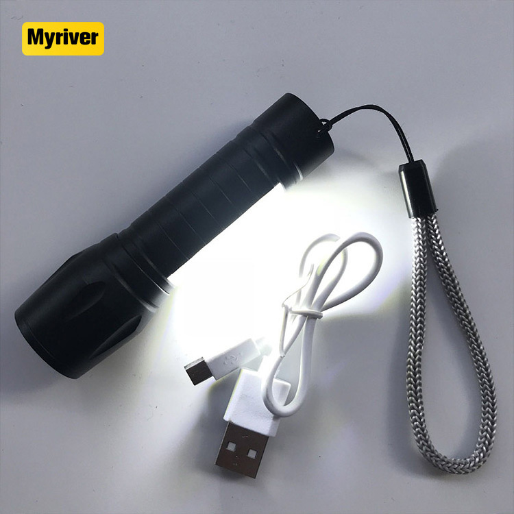 Myriver Bright Mini Led Cob Flashlight Zoomable Portable Usb Rechargeable Outdoor Camping Fishing Tactical Flashlight