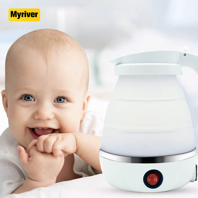 Myriver Factory Price 220V Silicone Folding Electric Kettle With Teapot Set Appliances Plastic Travel Foldable Electric Kettle