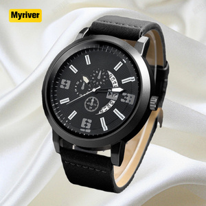 Myriver 2023 Fashion Men Luxury Brand Baogela 3D Large Dial Leather Waterproof Calendar Chronograph Sports Quartz Watch