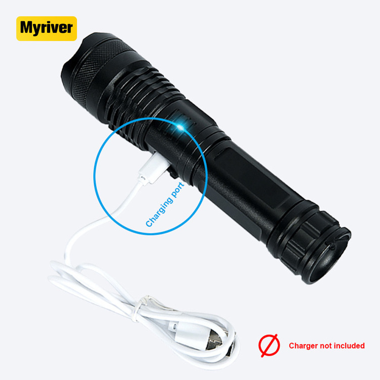 Myriver Xhp50 Bulb Long-Range Aluminum Alloy Telescopic Flashlight Power Display Usb Charging P50 Strong Light Zoom Flashlight