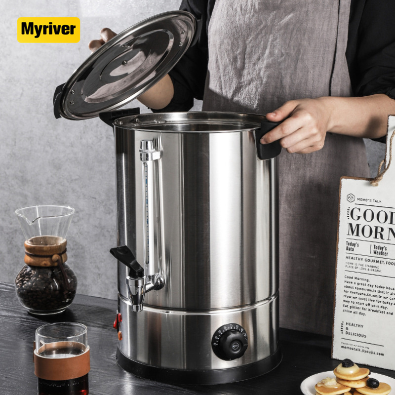 Myriver Stainless Steel Milk Tea Bucket Insulated Vacuum Hot Drinking Dispenser Electric Heating Thermal Coffee Urn Water Boiler