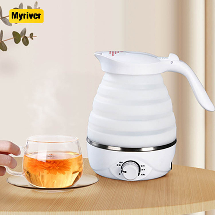 Myriver Factory Price 220V Silicone Folding Electric Kettle With Teapot Set Appliances Plastic Travel Foldable Electric Kettle