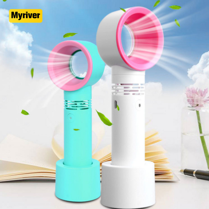 Myriver New Portable Cute Usb Rechargeable Hand Fan, Battery Operated Mini Desktop Small Fan/