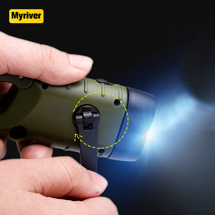 Myriver China Outdoor Waterproof Rechargeable Solar Power Hand Crank Mini Keychain 3 Led Flashlight Light For Camping Hiking