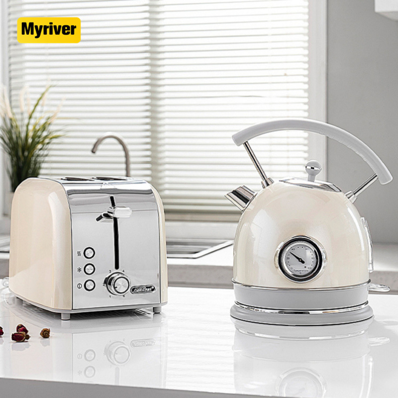 Myriver Retro 1.7L Stainless Steel Electric Kettle With 360-Degree Rotational Base And Timer Thermometer