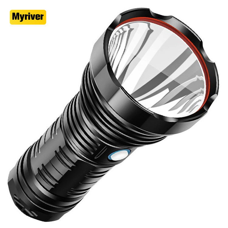 Myriver Zoomable Searchlight 2000 Lumen Led Rechargeable Security Flashlight 5 Modes Indoors Outdoor Self Defence Flashlight