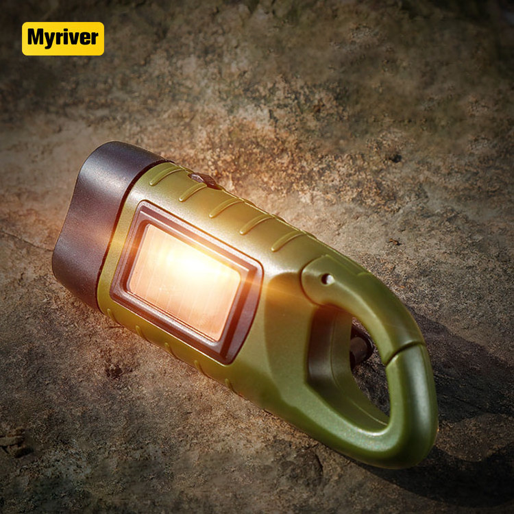 Myriver China Outdoor Waterproof Rechargeable Solar Power Hand Crank Mini Keychain 3 Led Flashlight Light For Camping Hiking