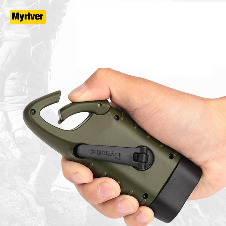 Myriver China Outdoor Waterproof Rechargeable Solar Power Hand Crank Mini Keychain 3 Led Flashlight Light For Camping Hiking