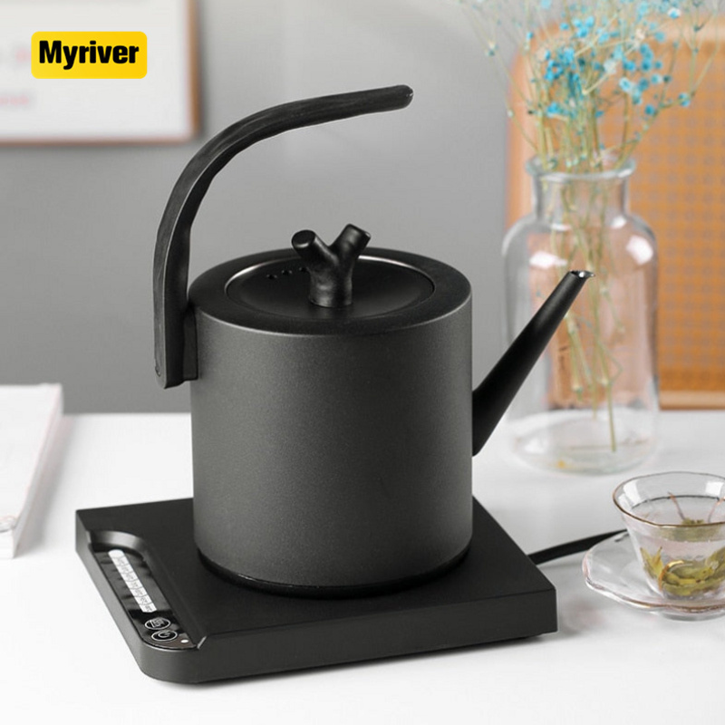 Myriver Modern Style 350Ml 600Ml Sliver Black Gooseneck Stainless Steel Coffee Sharing Electric Pot Kettle