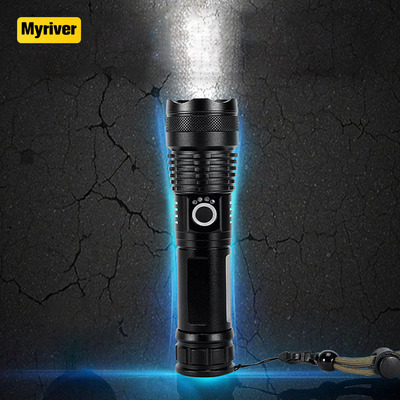 Myriver Xhp50 Bulb Long-Range Aluminum Alloy Telescopic Flashlight Power Display Usb Charging P50 Strong Light Zoom Flashlight