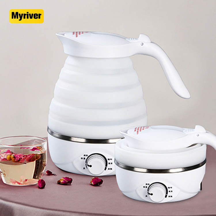 Myriver Factory Price 220V Silicone Folding Electric Kettle With Teapot Set Appliances Plastic Travel Foldable Electric Kettle