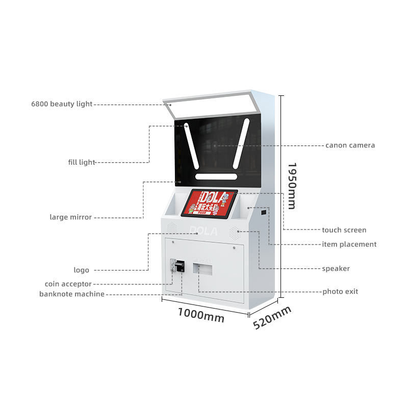 Customized Arcade Coin Operated Selfie Photo Booth,Automatic Print Photo Selfie Machine,Photo Booth Kiosk For Supermarkets