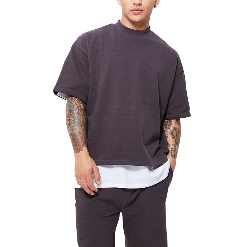 High Quality Oversized Heavy Unisex Cotton boxy Custom cut and sew t-shirt Boxy Streetwear plain T Shirts Cropped T Shirt Men