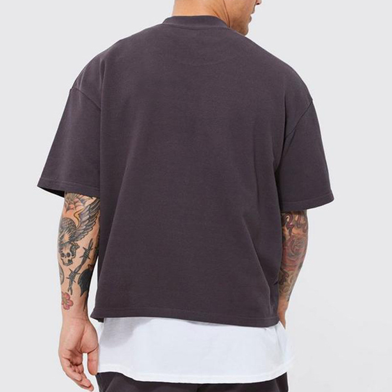 High Quality Oversized Heavy Unisex Cotton boxy Custom cut and sew t-shirt Boxy Streetwear plain T Shirts Cropped T Shirt Men