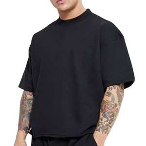 High Quality Oversized Heavy Unisex Cotton boxy Custom cut and sew t-shirt Boxy Streetwear plain T Shirts Cropped T Shirt Men