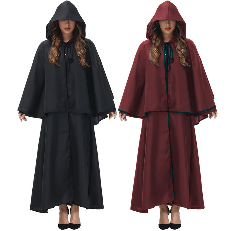 Halloween party Cape Medieval Robe Wizard Costume Family Costume Red Black Magic cape