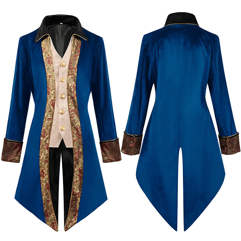 Men's steampunk medieval jacket Gothic Victorian frock jacket uniform Halloween costume