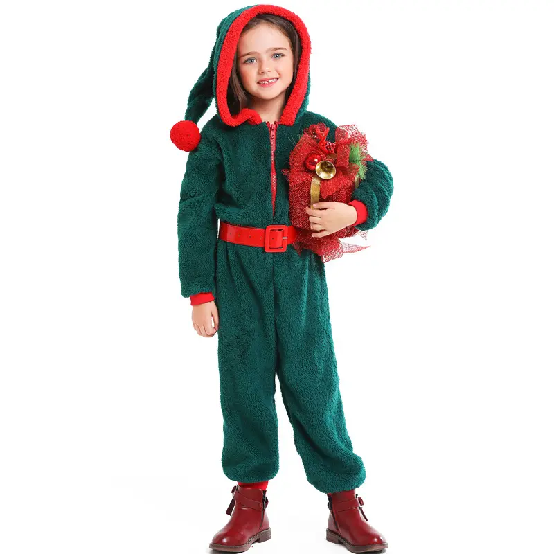 ecoparty Wholesale Christmas Elf Costume Xmas Tree Children Costume Green Party Elf Children Christmas Clothes