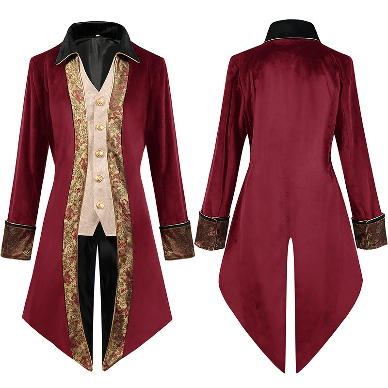 Men's steampunk medieval jacket Gothic Victorian frock jacket uniform Halloween costume