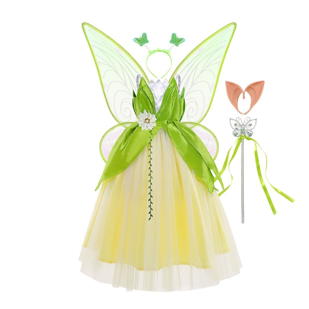 High Quality Children Wonderful Fairy Tinkerbell Princess Dress Halloween Costumes for Kids Girls