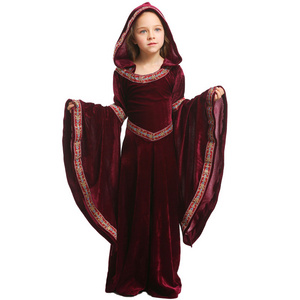 Halloween Burgundy vampire children's  Girl's party costume performance European medieval costume