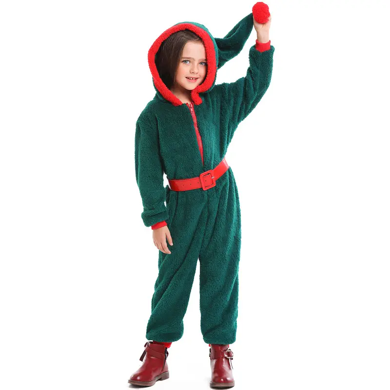 ecoparty Wholesale Christmas Elf Costume Xmas Tree Children Costume Green Party Elf Children Christmas Clothes