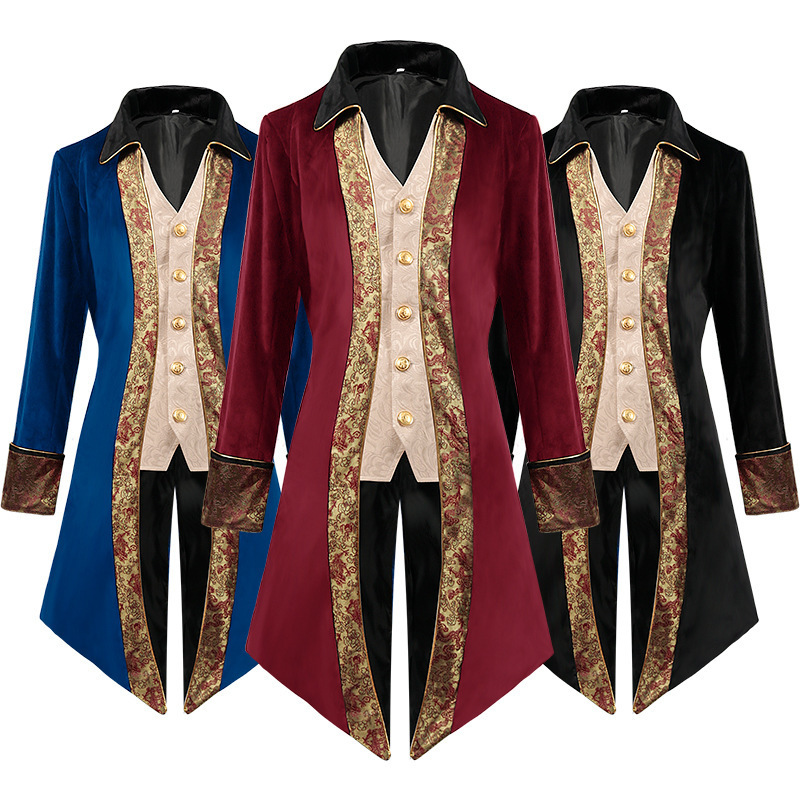 Men's steampunk medieval jacket Gothic Victorian frock jacket uniform Halloween costume