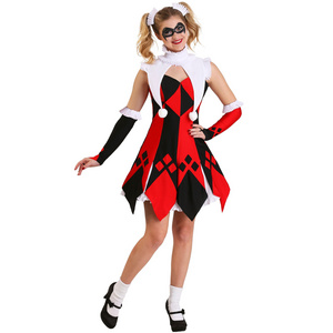 Red and white plaid clown costume role-playing female clown uniform Halloween costume circus cos costume