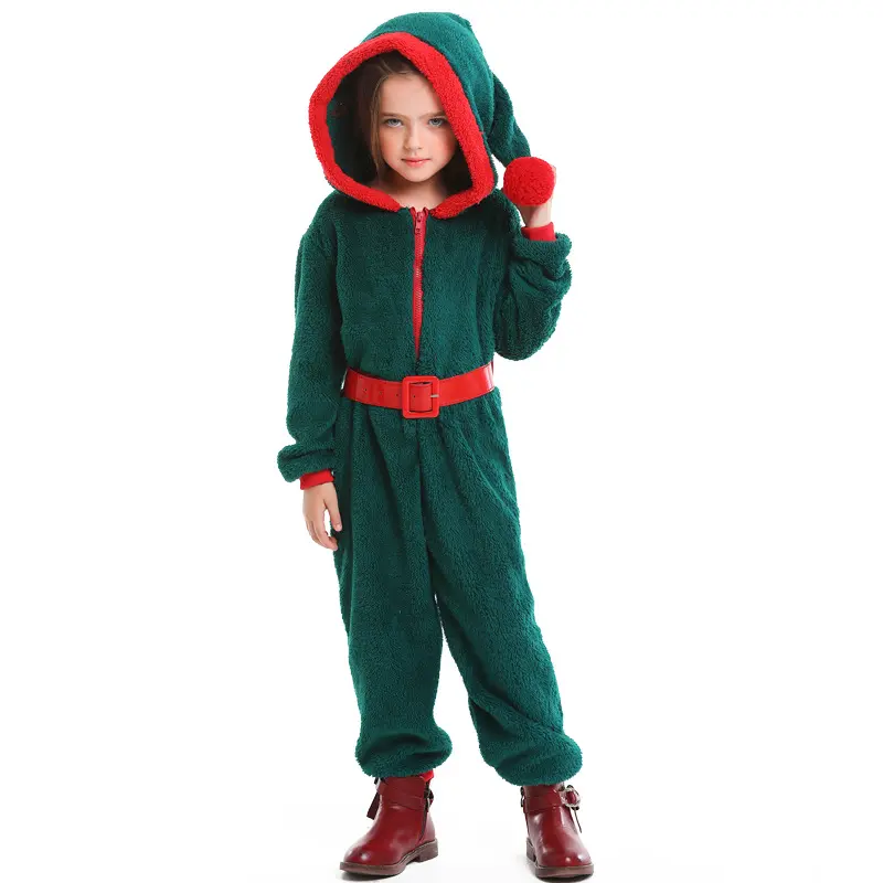 ecoparty Wholesale Christmas Elf Costume Xmas Tree Children Costume Green Party Elf Children Christmas Clothes