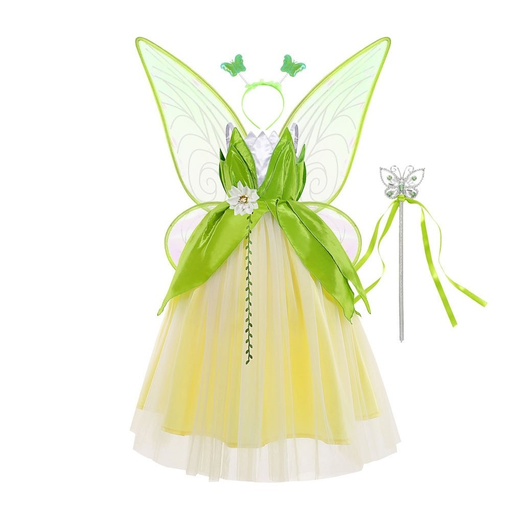 High Quality Children Wonderful Fairy Tinkerbell Princess Dress Halloween Costumes for Kids Girls