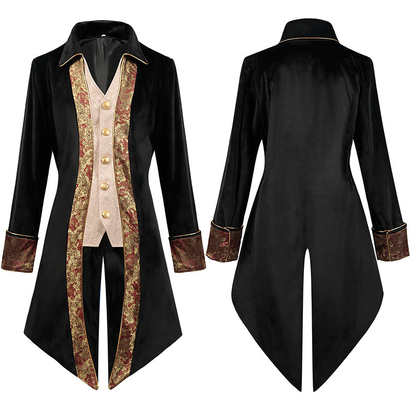 Men's steampunk medieval jacket Gothic Victorian frock jacket uniform Halloween costume