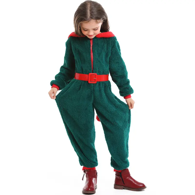 ecoparty Wholesale Christmas Elf Costume Xmas Tree Children Costume Green Party Elf Children Christmas Clothes