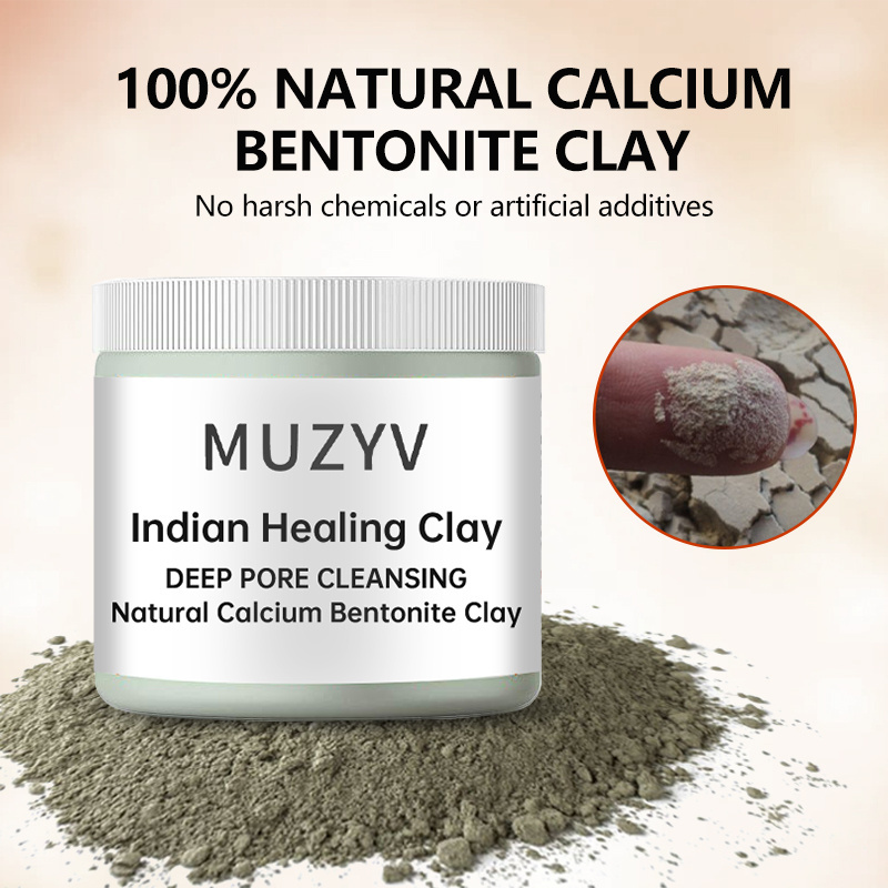 Private Label Deep Cleansing Custom Bentonite Healing Kaolin Facial Clay Whitening Powdered Mud India Indian White Clay Mask