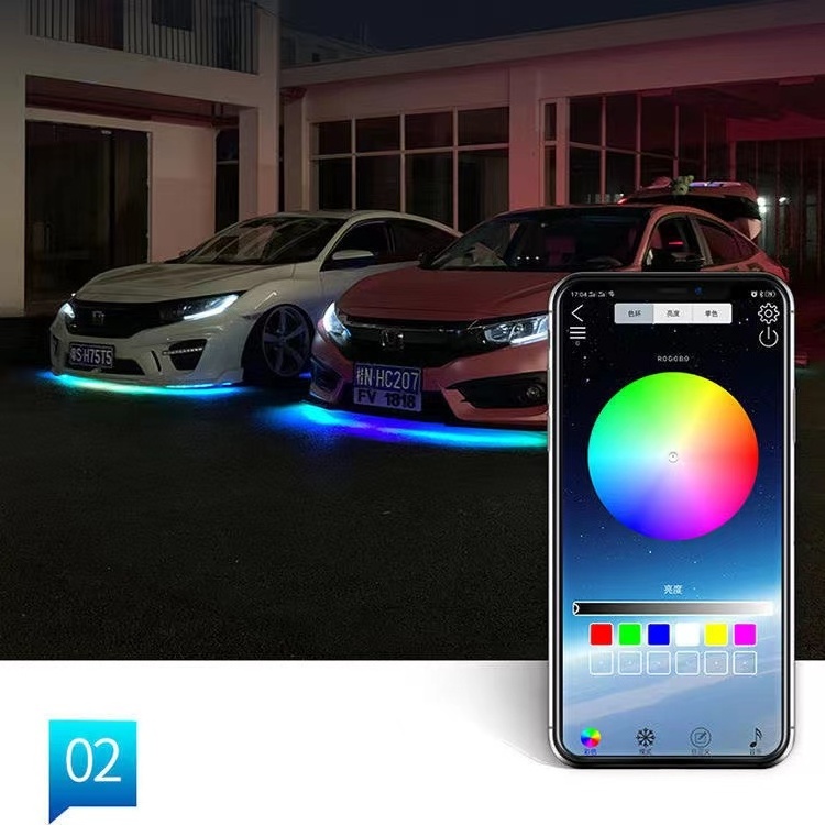 RGB Color Auto Chassis Streamer Lamp Atmosphere light Ambient Light Strip Car Chassis Light with Remote APP