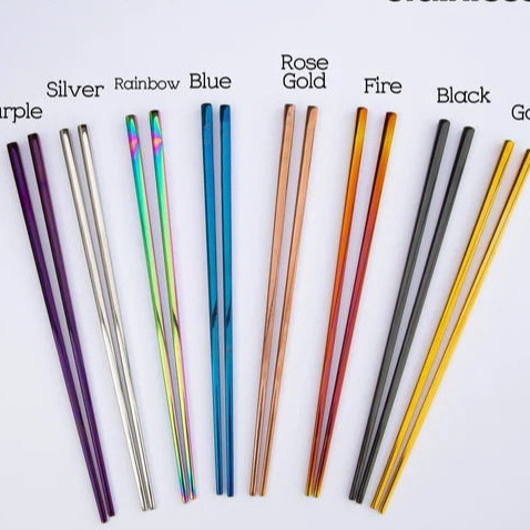 Stock Pure Titanium Chopsticks Non-Slip  Personalized Wedding Custom 304 Stainless Steel Chopsticks