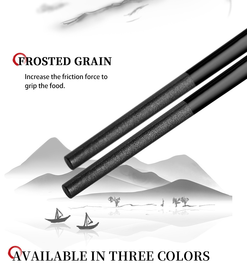 Hotel Chinese Custom Logo Wholesale Custom Chopsticks Alloy Engraved Premium Ivory Black Chopsticks