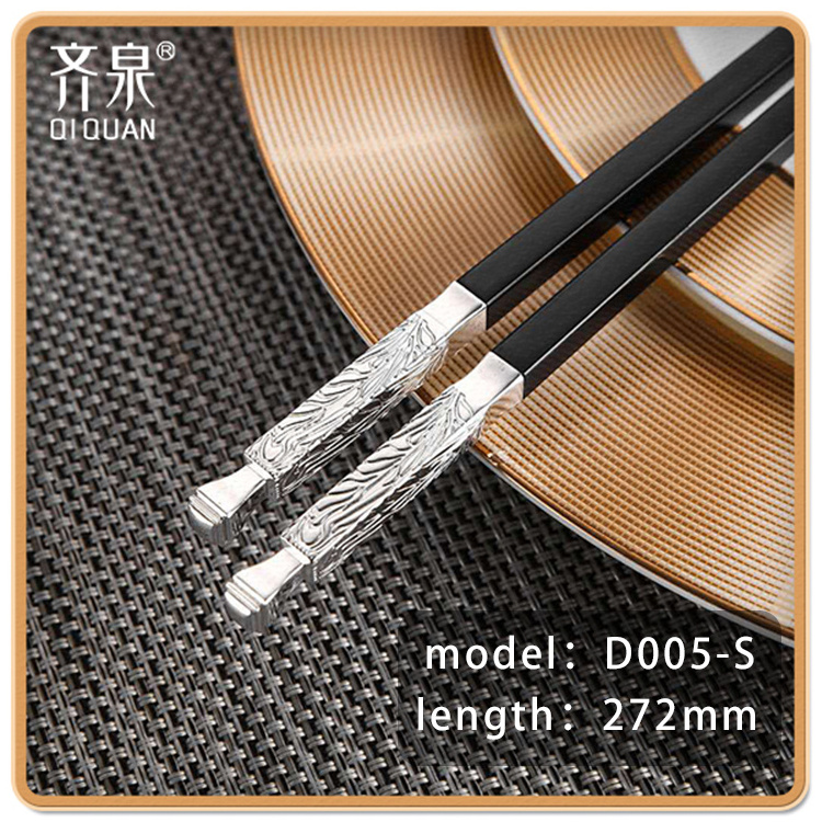 Hotel Chinese Custom Logo Wholesale Custom Chopsticks Alloy Engraved Premium Ivory Black Chopsticks