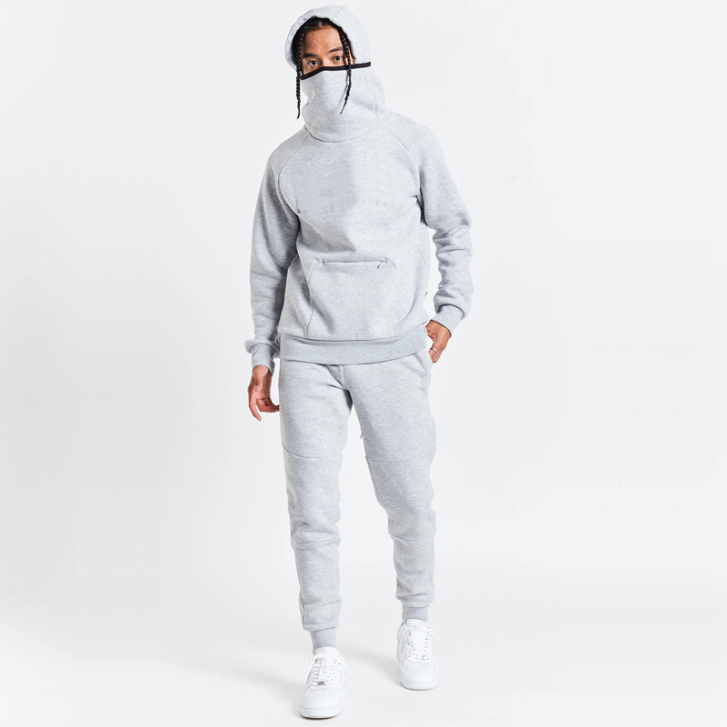 2022 men's new design french terry tracksuits sport wear hood sweatsuit 2 pcs jogger set