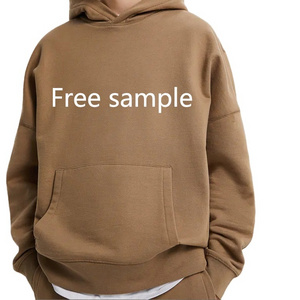 men's 100% cotton thick heavy french terry high quality blank oversized  streetwear custom logo pullover hoodie