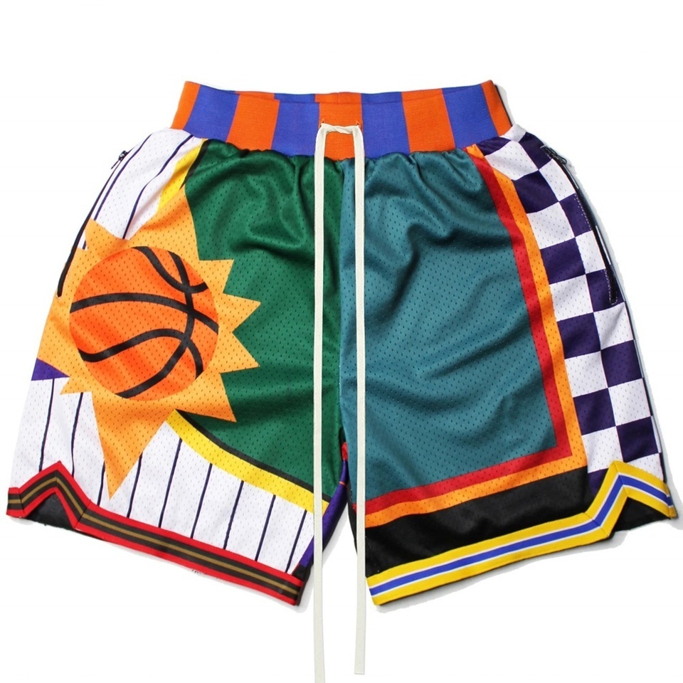 classic printed blank moo shiny breathable medium above the knee customable men's embroidery basketball shorts with pockets