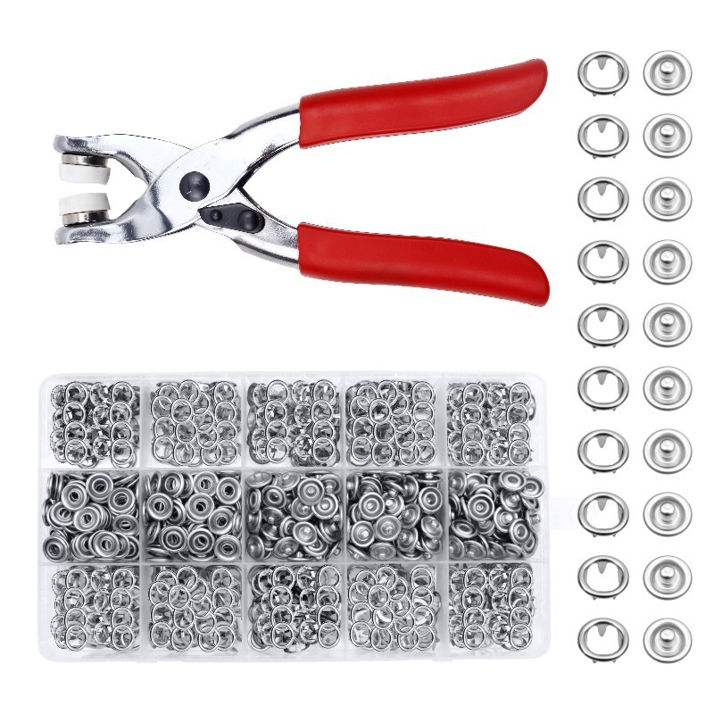 Wholesale the latest 100 sets of 9.5 mm metal button  Kit fastener pliers punch free tools