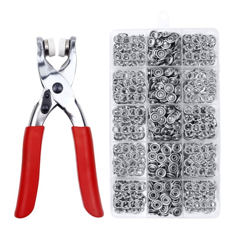 Wholesale the latest 100 sets of 9.5 mm metal button  Kit fastener pliers punch free tools