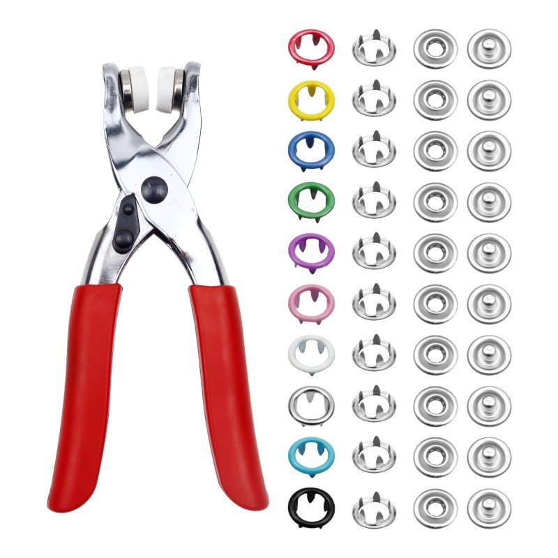 Wholesale the latest 100 sets of 9.5 mm metal button  Kit fastener pliers punch free tools