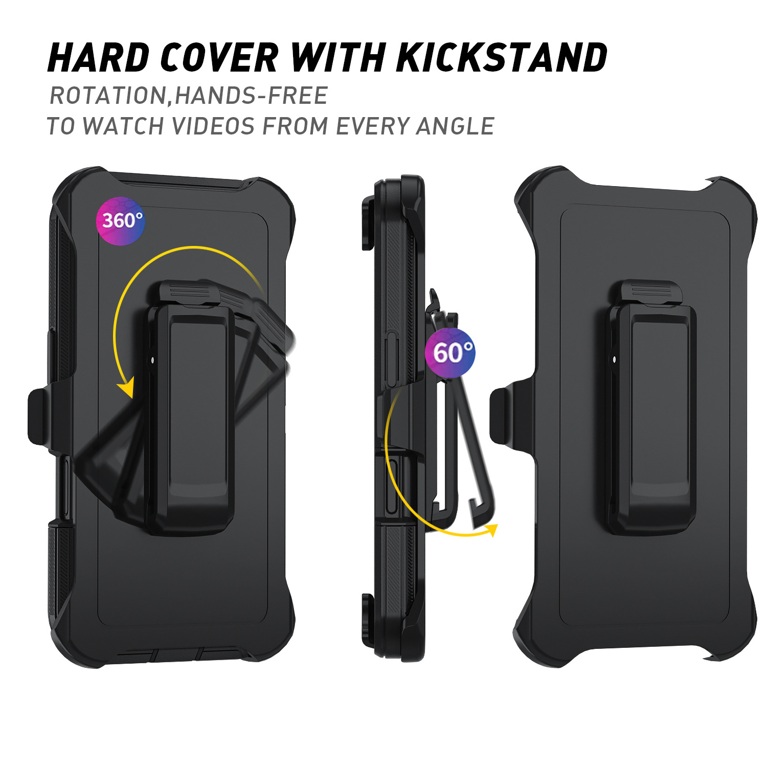 New Holster Defender Cases For iPhone16 15 14 13 12 11 8 Pro Max Plus Build in Belt Clip Kickstand Full Body Rugged Phone Cover