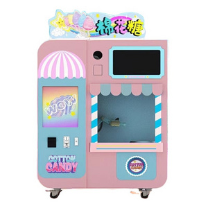 SEVENCLOUD New Automatic Cotton Candy Self Service Machine Professional Vertical Flower Sugar Cotton Candy Floss Machine Vending