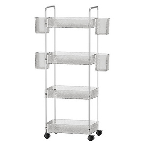 Multi-Functional Transparent Trolley Storage Rack Shelves Organizer with Lockable Wheels