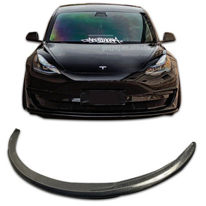 Carbon Fiber Car Front Bumper Lip Splitter For Tesla Model 3 2017-2020 Body Kit Front Lip Spoiler Diffuser Chin Guard Protector