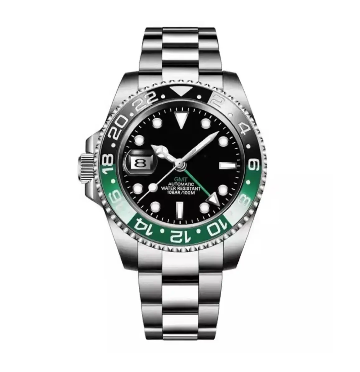 OEM Luminous Diver Watch Waterproof CLEAN Factory 3285 Movement Automatic 904L Steel Sapphire Black Green Left Hand GMT Watch